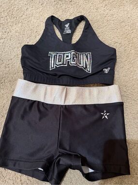 Top Gun Black Sports Bra & Shorts Set